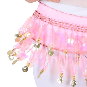 Mulheres Dança do Ventre Cachecol Quadril, Envoltório Cinto, Glitter Lantejoulas, Borla, Traje de Performance Halloween, Sexy 6 principais vendas cintos de dança do ventre - №3