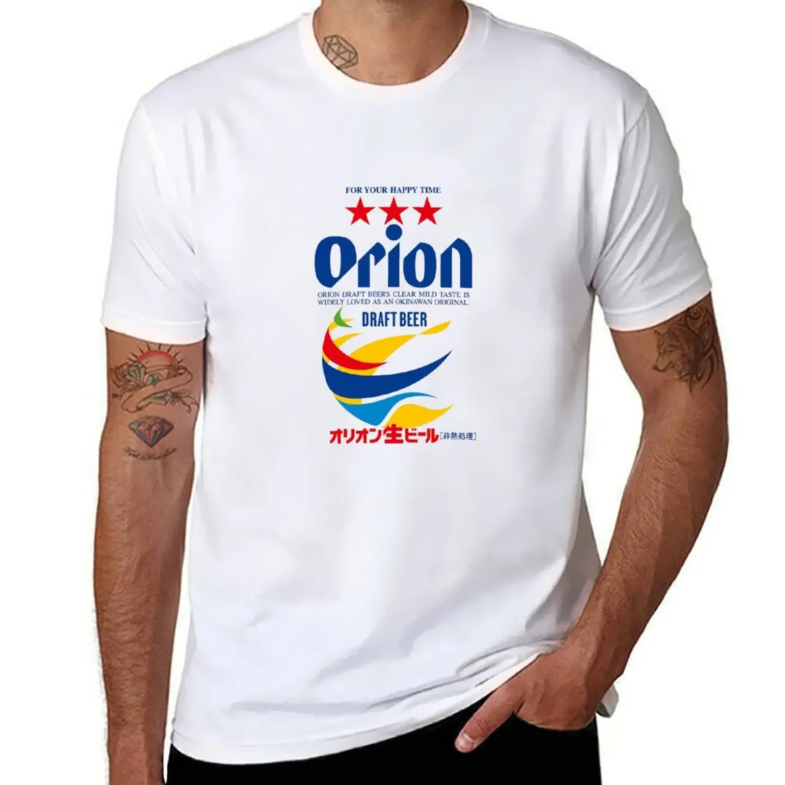 Orion Beer T-Shirt customs cute clothes men big and tall Summer fashion New Arrival Cotton Short Sleeve heavyweight Round Collar