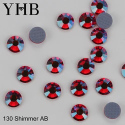 YHB di alta qualità 130 Siam Shimmer AB Crystal galvanotecnica Flatback strass Hotfix per scarpe borse indumento fai da te