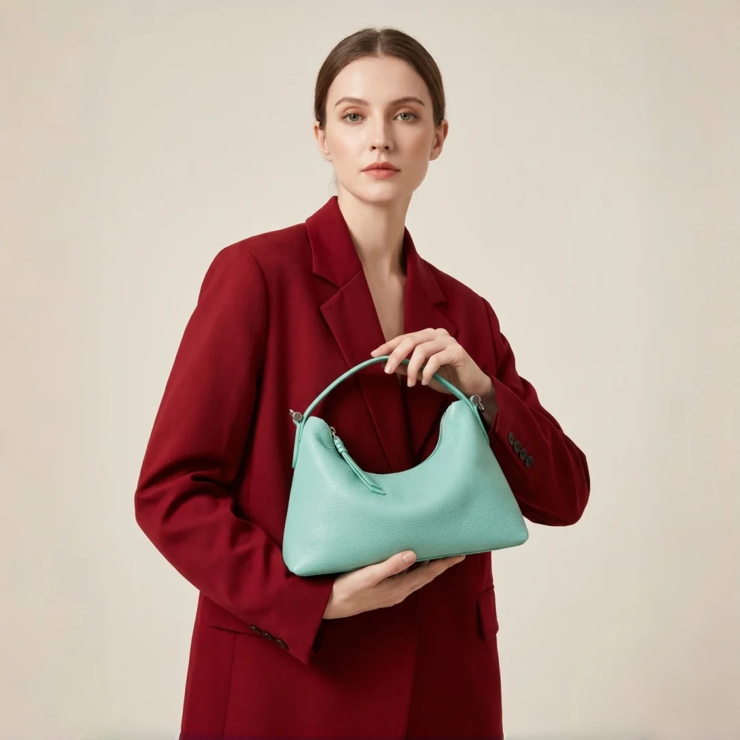 Korean Style Unique Soft Women Hobo Tote Genuine Cowhide Leather Female Shoulder Bag Stylish Daily Handbag