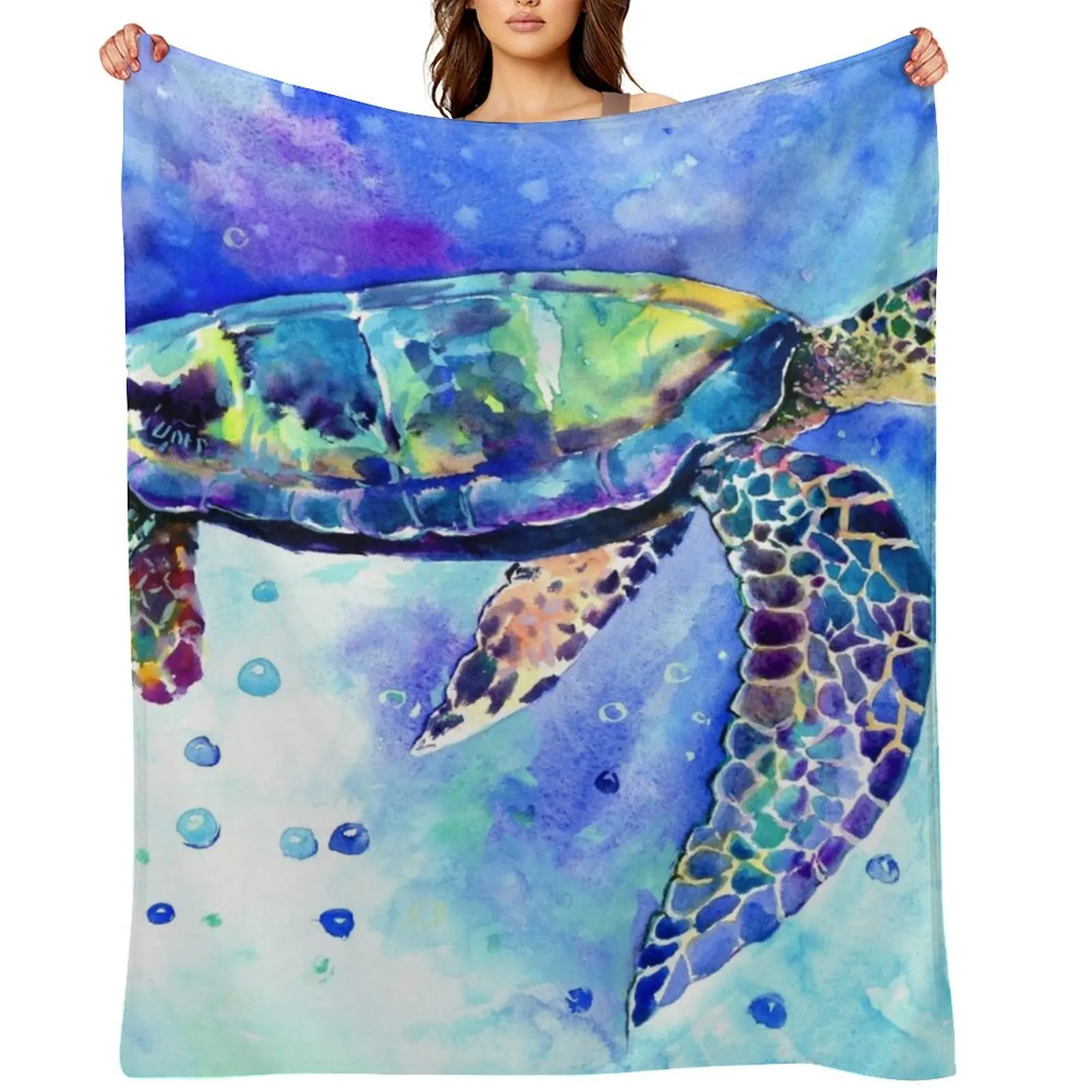 

Sea Turtle Underwater Scene Throw Blanket Soft Plush Plaid Bed linens Decorative Throw Plush Blankets