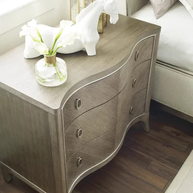 أثاث غرف النوم الحديثة الفاخرة طاولات بجانب السرير من خشب البلوط