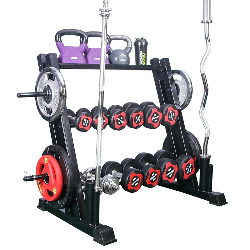 Wholesale High Quality 3 Layer Dumbbell Rack Storage Barbell Bar Holder Plates Rack Home Gym Fitness Equipment