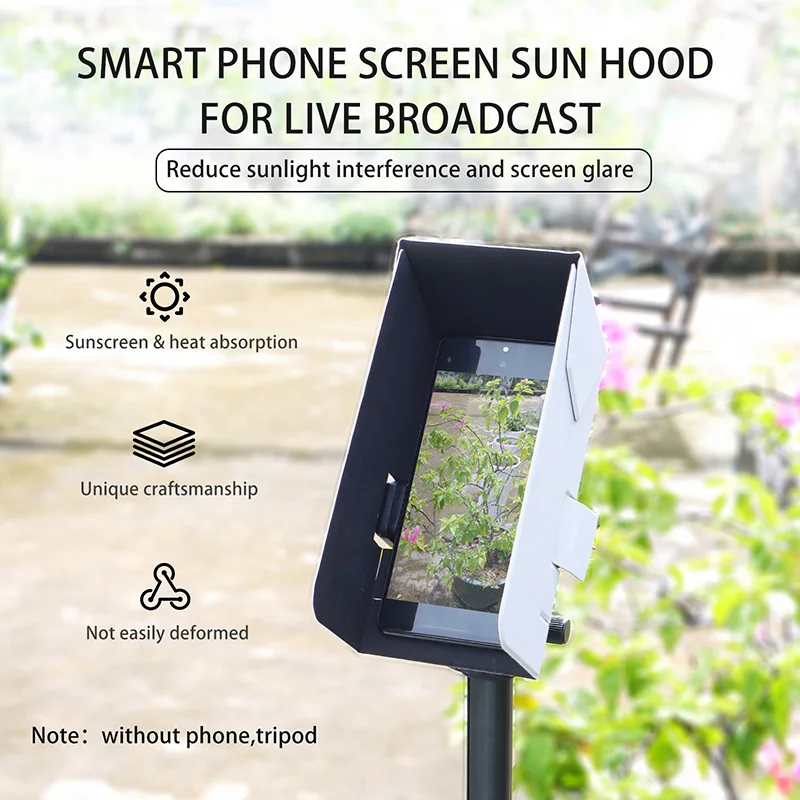 

Smart Phone Sun Hood Foldable Sunshade Monitor Screen Shade Board Tripod Connection Accessories For Outdoor Live Broadcast Vlog