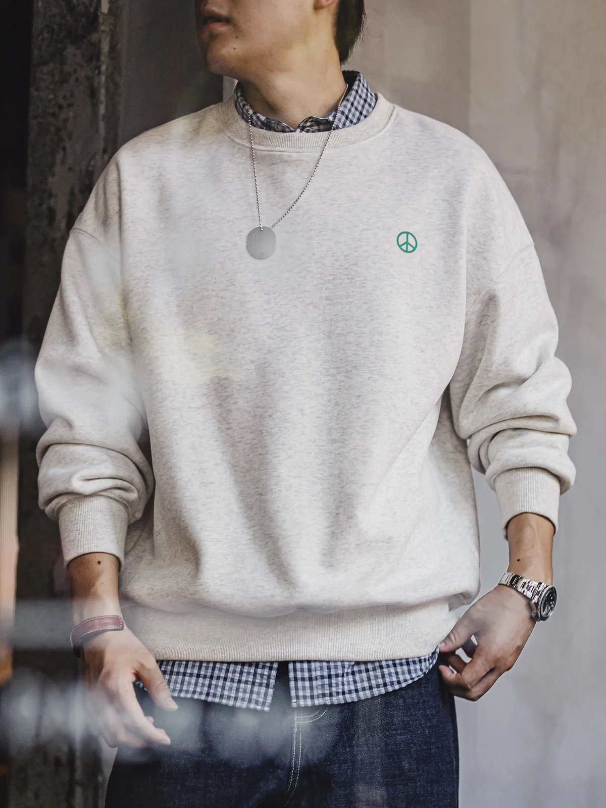 

Мужской повседневный серый свитшот Maden с круглым вырезом, на флисовой подкладке, свободного кроя, базовый слой, осень-зима, комфортный, хлопок/полиэстер