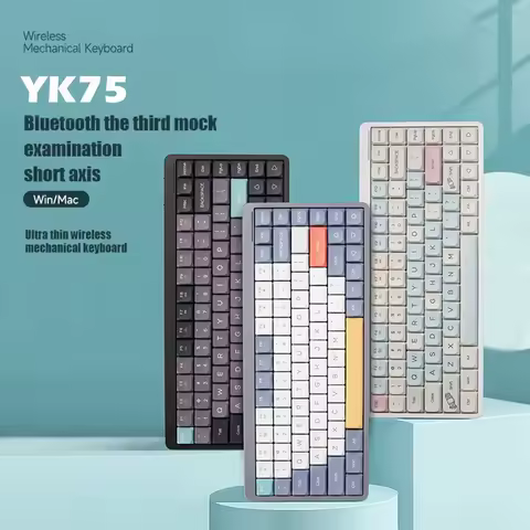 YK75 Wireless Mechanical Keyboard 84 Keys 2.4G+BT5.0+Type-C Keyboard 3Modes OUTEMU Low Switch Keyboards 15 Light Effect For PC