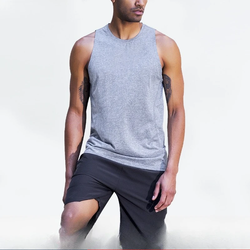 High Performance Sleeveless Men's Running T-shirts Muscle Fit Tank Top for Gym Training Compression Cooling Breathable Mesh