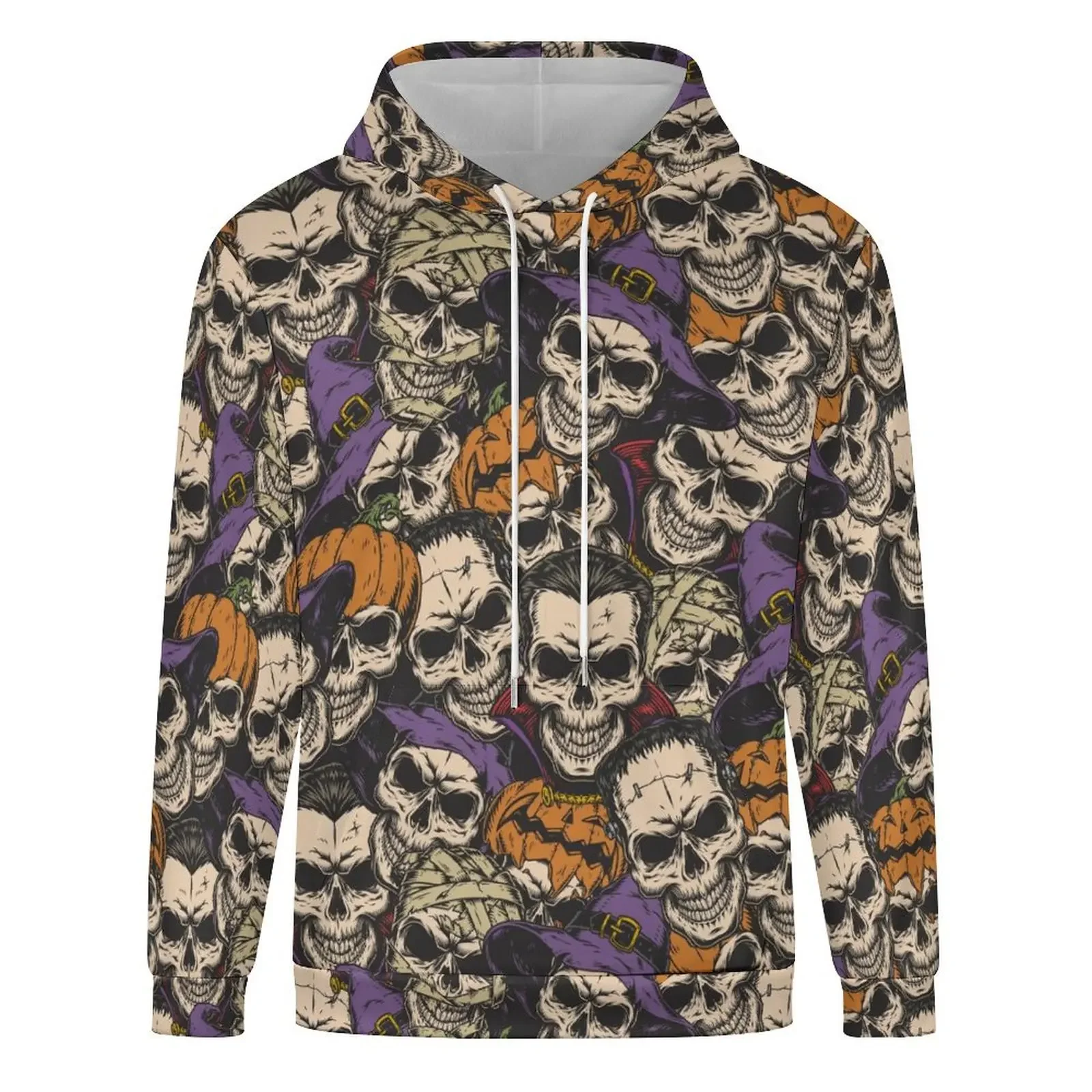 2024 American Retro Cartoon Skeleton Autumn Winter Men\'s Fashion Long Sleeve Hoodie 3D Printing Loose Casual Plus Size Hoodie