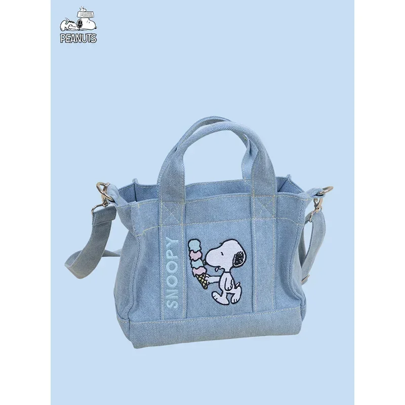 

Kawaii Snoopy Denim Tote Bag Cartoon Animation Student Cute Tote Bag Embroidery Lunch Crossbody Bag