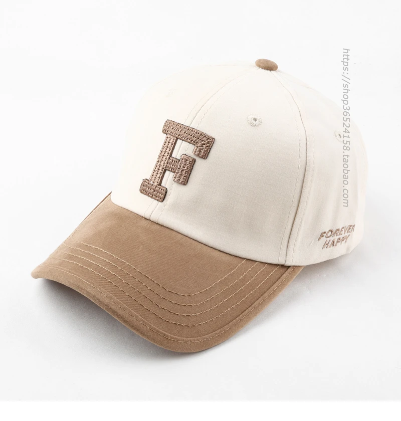 Embroidered Letter Large F Casual All-Matching Baseball Cap Japanese Wide Brim plus-Sized Color Matching Peaked Cap for Women