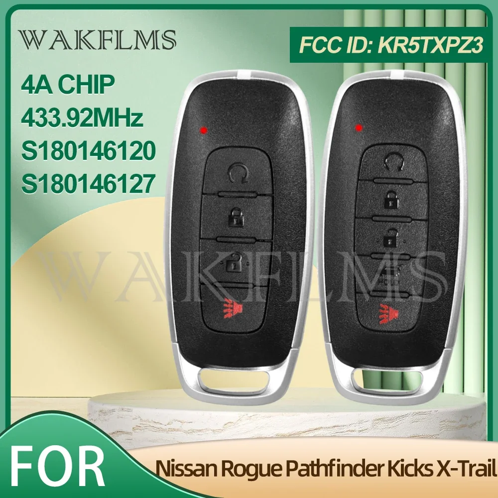 KR5TXPZ3 For Nissan Rogue Pathfinder X-Trail 2023 Smart Card Key 4AChip 433MHz S180146127 S180146120 285E3-6RA5A 285E3-7LA7A