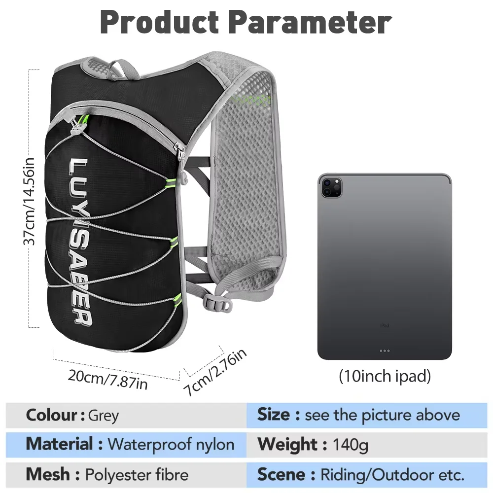 Outdoor Trail Running Backpack Ultralight Women Men Run Race Hydration Vest Marathon Bicycle Bag for Marathon Cycling Hiking