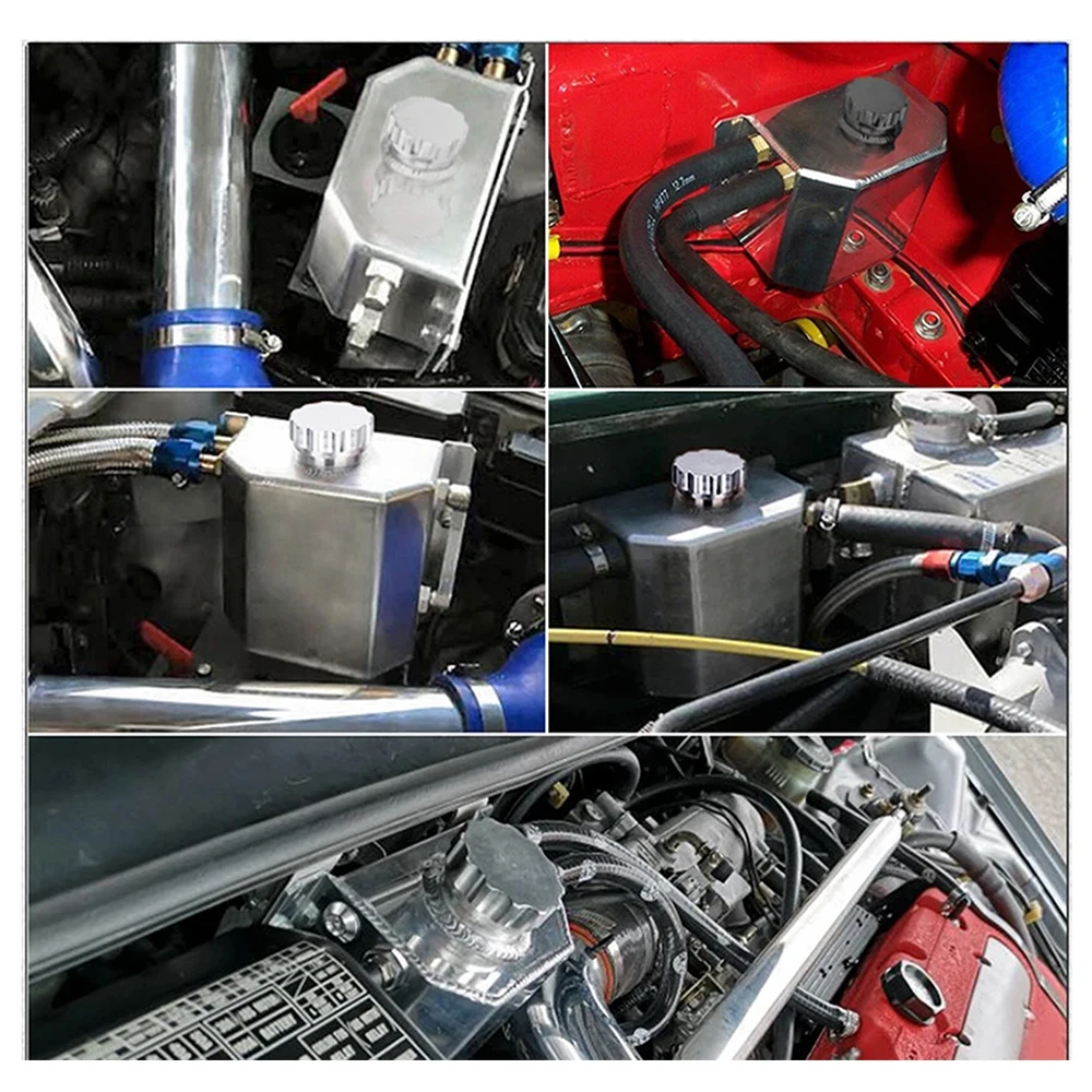 1L Alloy  Aluminum Engine Oil Catch Can Breather Tank  Radiator Coolant Overflow Bottle Recovery Water Tank Reservoir - view 3