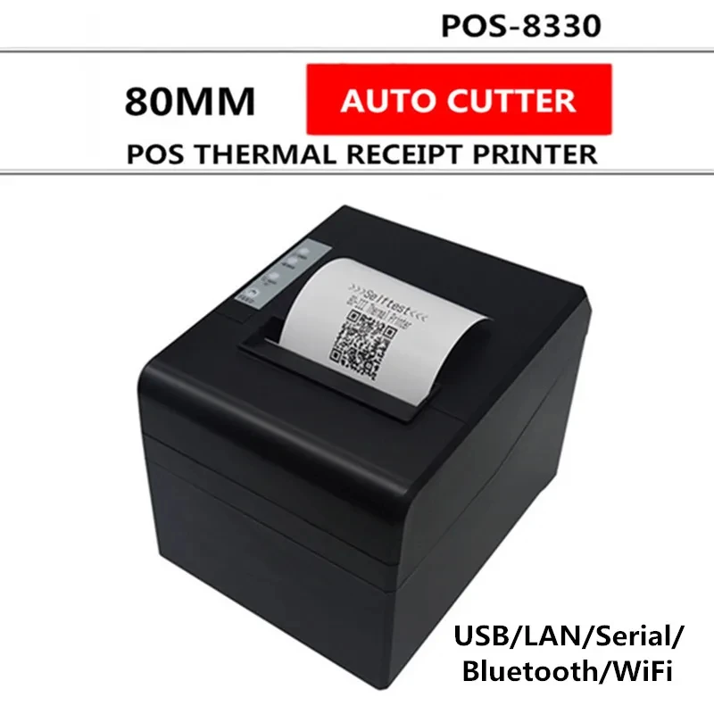 ZJ-8330 Supermarket Retail Catering Cashier Bill Automatic Paper Cutting USB Bluetooth 80mm Thermal Receipt Printer For Windows