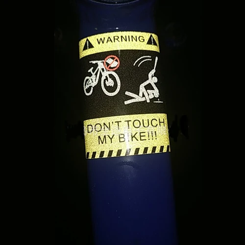 Imagen 2 del producto Pegatina de advertencia para bicicleta, Protector de cadena de marco, película protectora, cinta, Cable resistente a los arañazos, NO MOVE MY BIKE