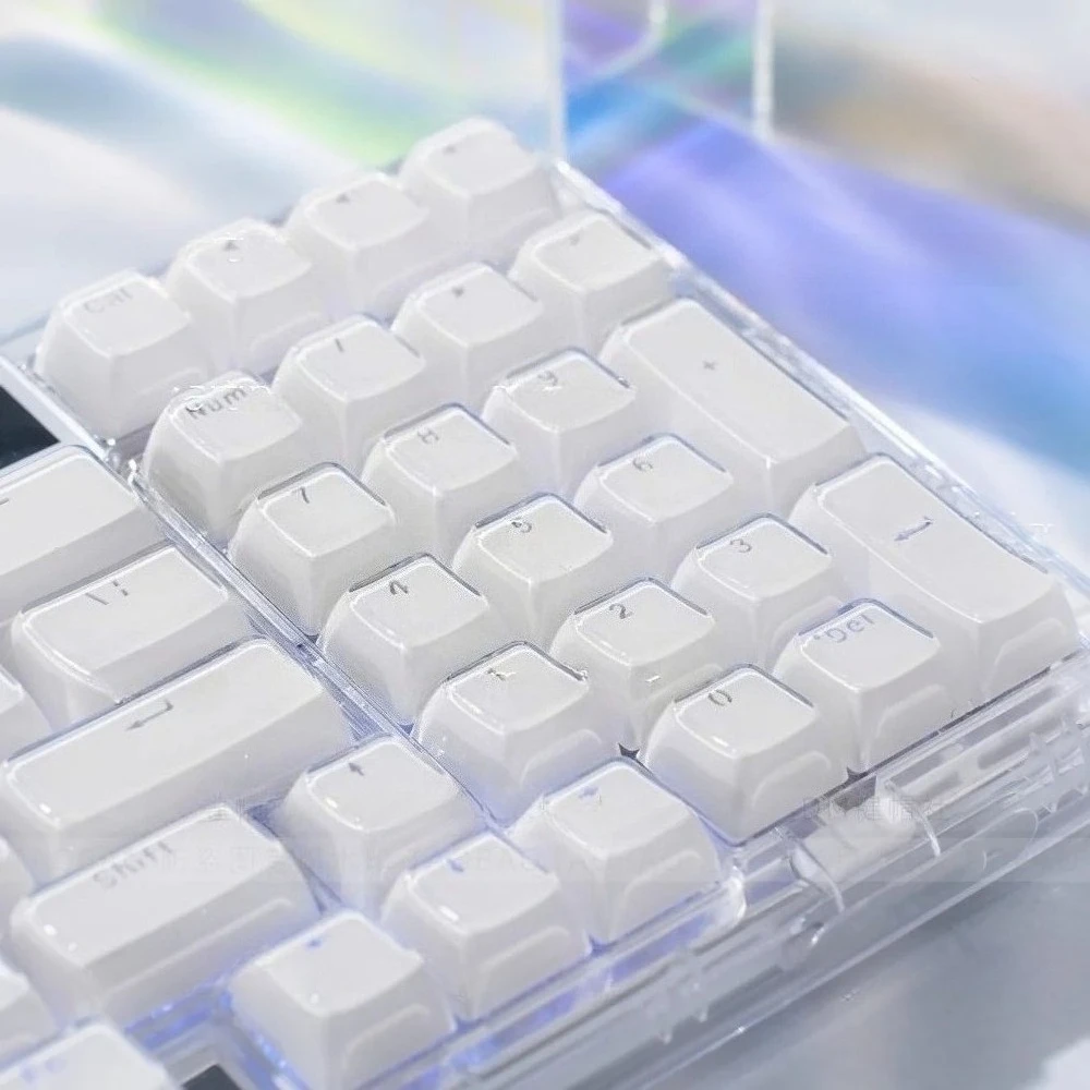 

Crystal Translucent Pink Keycap Set OEM Keychain 136 Keys PBT+PC Compatible 60/64/84/98/108 Mechanical Keyboard