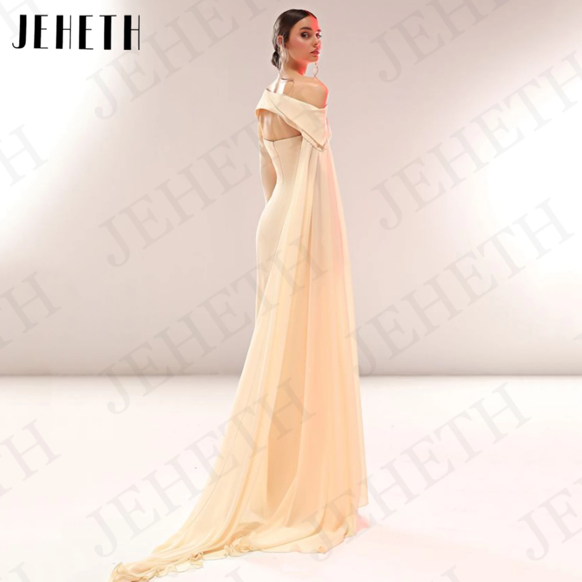 JEHETH Simple Elegant Mermaid Evening Dresses One Shoulder Chiffon Saudi Arabia Prom Dress فساتين سهرة Floor Length Customized image 2
