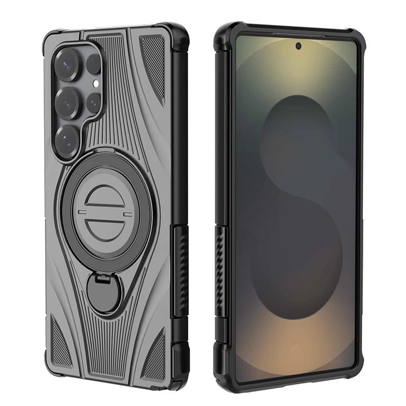 360° rotating bracket shockproof magnetic case for Samsung Galaxy S26 Ultra S25 Plus plating Metallic paint color bumper cover