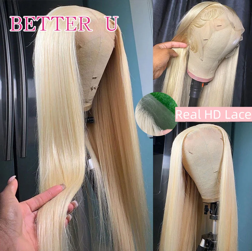 

250% 613 Swiss HD 13x4 13x6 Full Lace Frontal Human Hair Wigs Pre-Plucking Brazilian Blonde Straight HD Lace Front Wig For Women