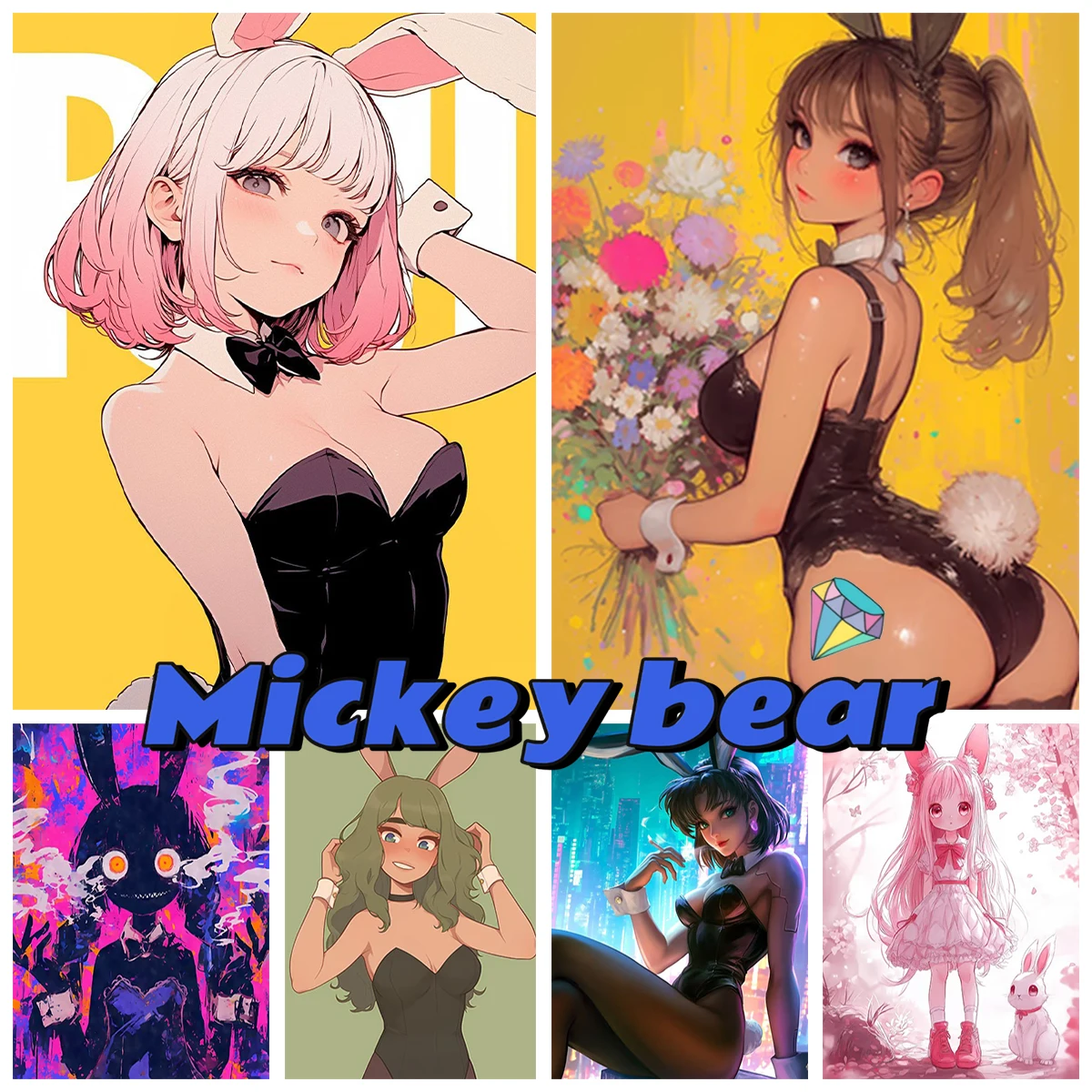 

Anime theme DIY Diamond Painting Kit Bunny Girl Picture 5D Gem Embroidery Cross Stitch Modern Style Home Wall Decor Gift