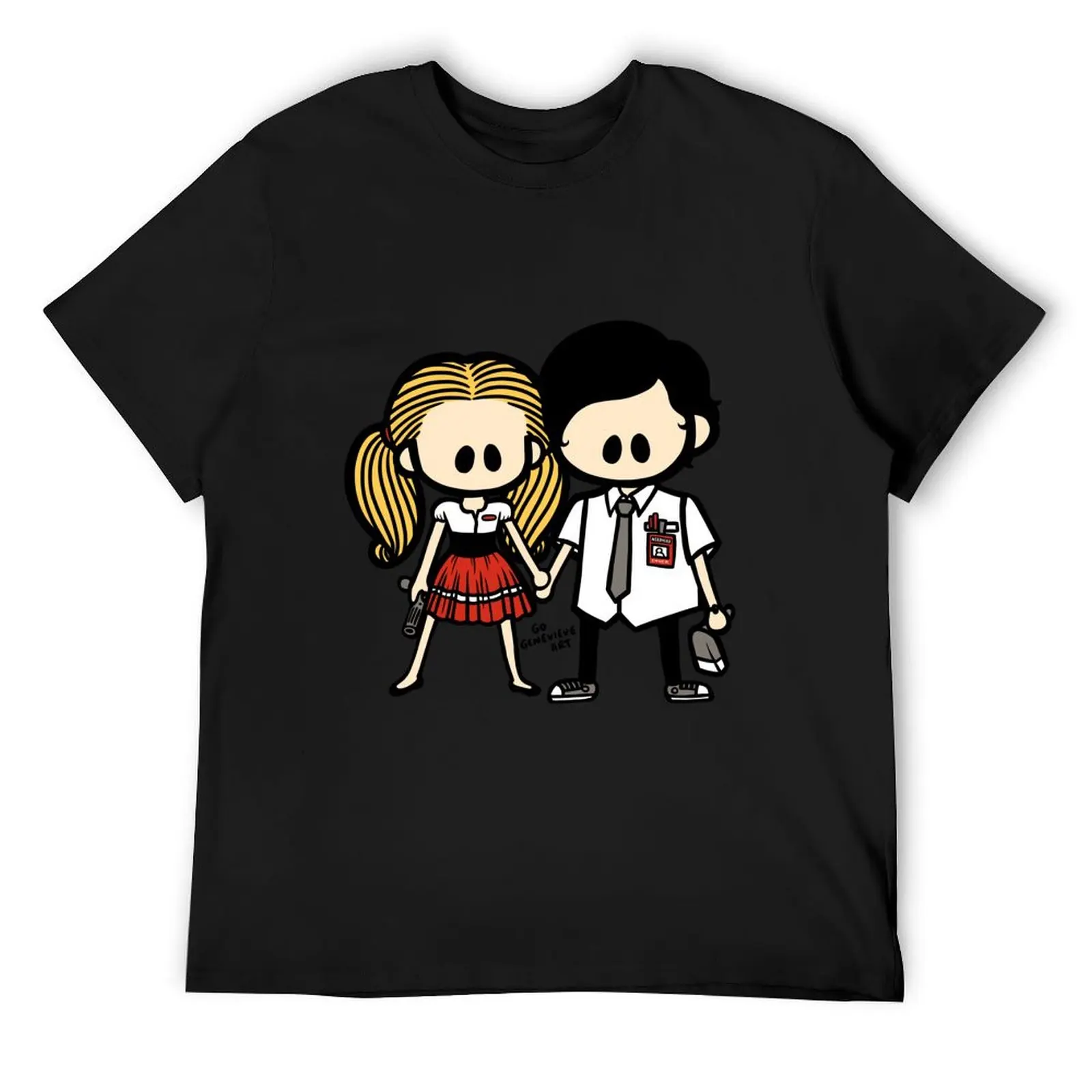 

Chuck and Sarah T-Shirt summer top cotton graphic tees blue lock mens plain t shirts