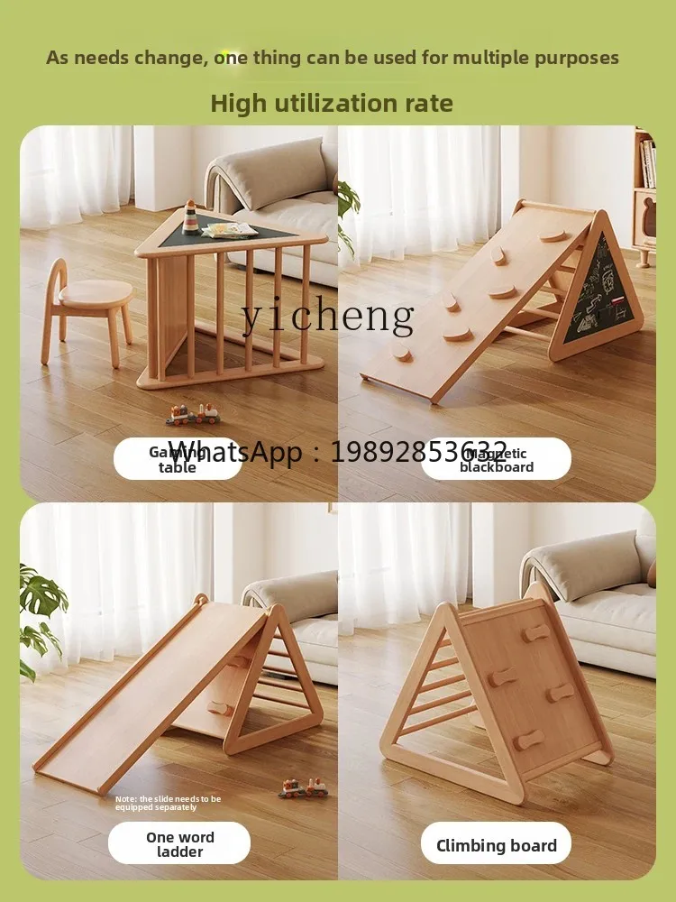 ZZ  Solid Wood Beech Game Table for Child Rock Climbing Slide Triangle Climbing Frame Baby Indoor Toy Table