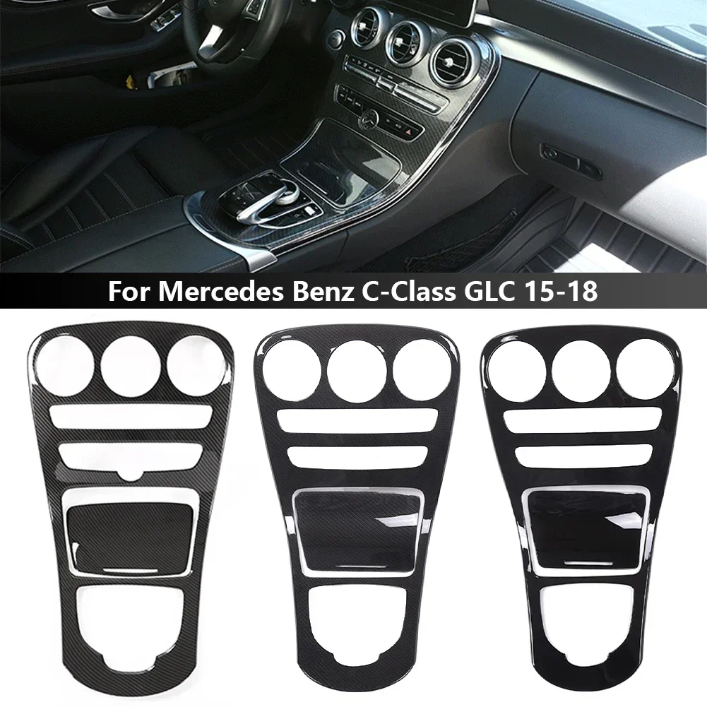 2 шт./компл., крышка панели переключения передач на центральной консоли автомобиля, накладка из углеродного волокна, наклейка на рамку центральной консоли для Mercedes Benz C GLC 15-18 2 шт./компл., крышка панели переключения передач на центральной консоли автомобиля, накладка из углеродного волокна, наклейка на рамку центральной консоли для Mercedes Benz C GLC 15-18
