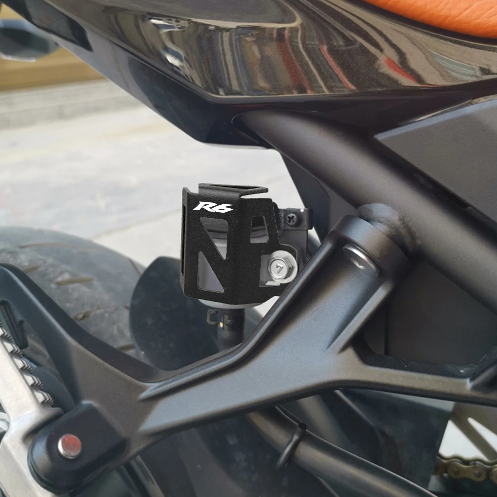 For Yamaha YZF R6 2009-2021 Motorcycle Accessories High Quality Rear Brake Fluid Reservoir Guard Cover Protector With logo 