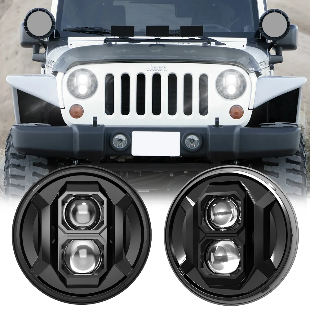 Moto Car Led 7inch Round LED HeadLight High Low Beam Motorcycle Headlamp For Wrangler Lada 4x4 urban Niva suzuki samurai