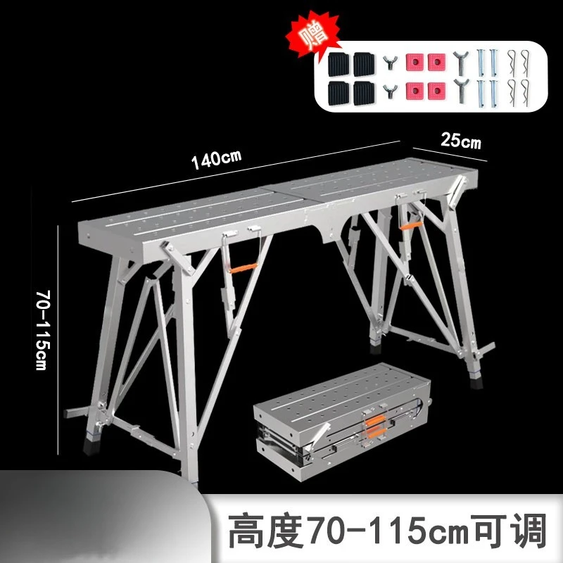 Folding Scaffold Ladder with Adjustable Height, Thickened Platform for Home Painting