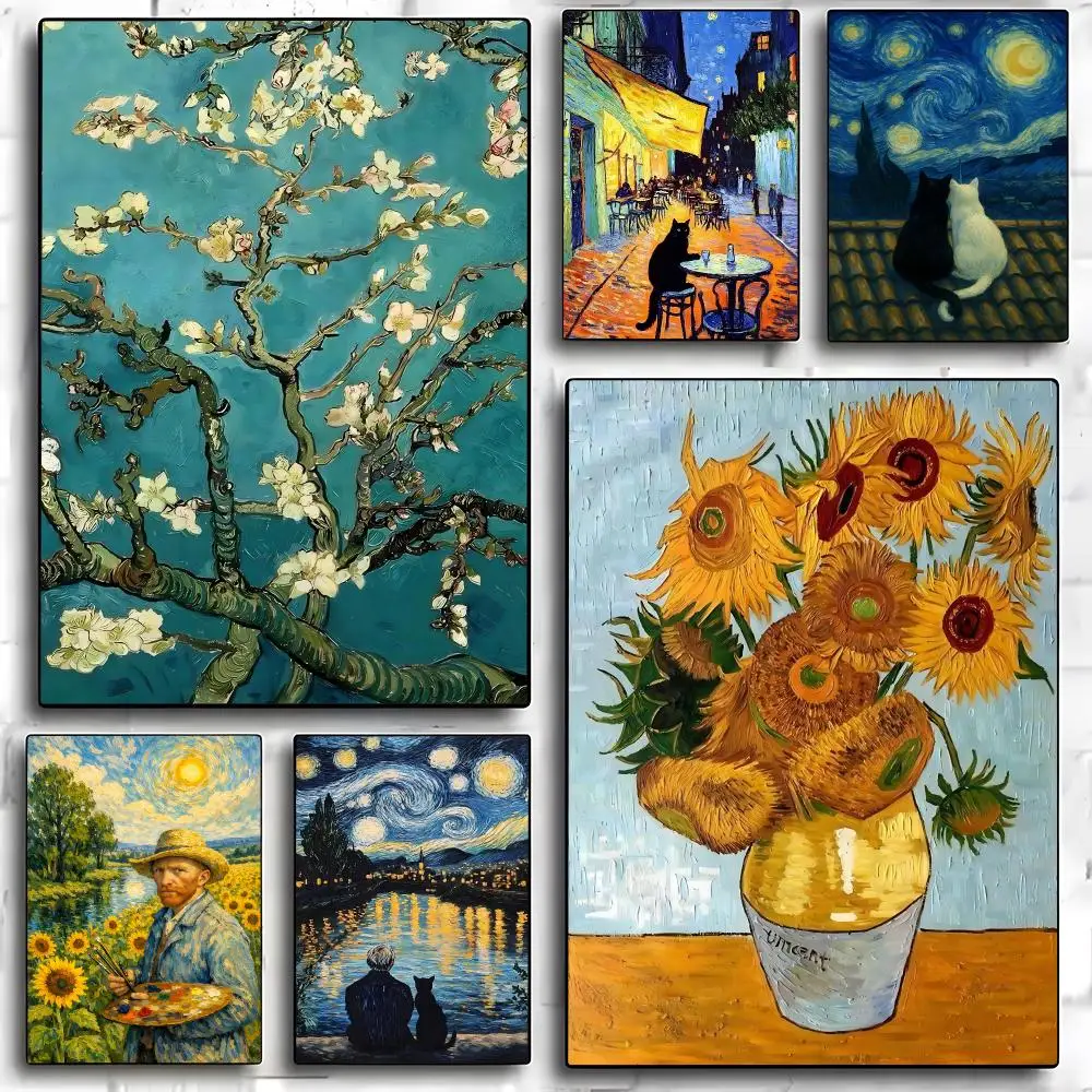 Vincent Willem Van Gogh Poster HD Art Sticky Wall Room Decor Home Waterproof Home Living Bar Aesthetic Decoration