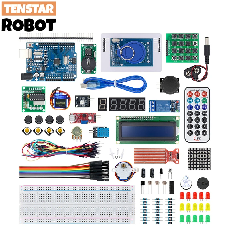 Kit inicial rfid para arduino uno r3, versão atualizada, suíte de aprendizagem com caixa de varejo, kit eletrônico diy