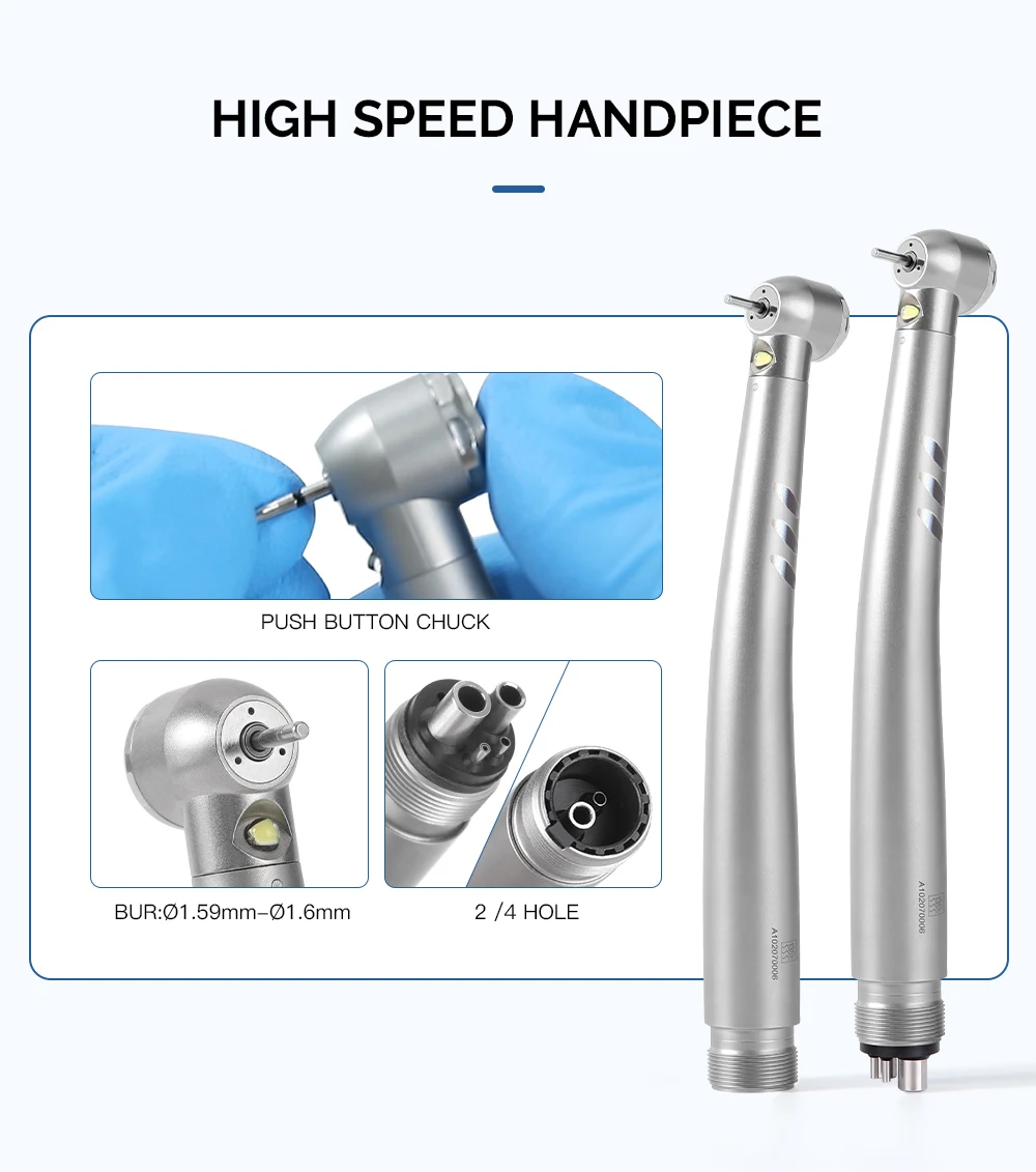 AZDENT Dental LED Hoch- und Niedriggeschwindigkeits-Handstück-Set mit Luftscaler, 1:1 Latch-Winkelstück, 2/4-Loch-Set, Zahnmedizinische Instrumente für Zahnärzte – Detail 3