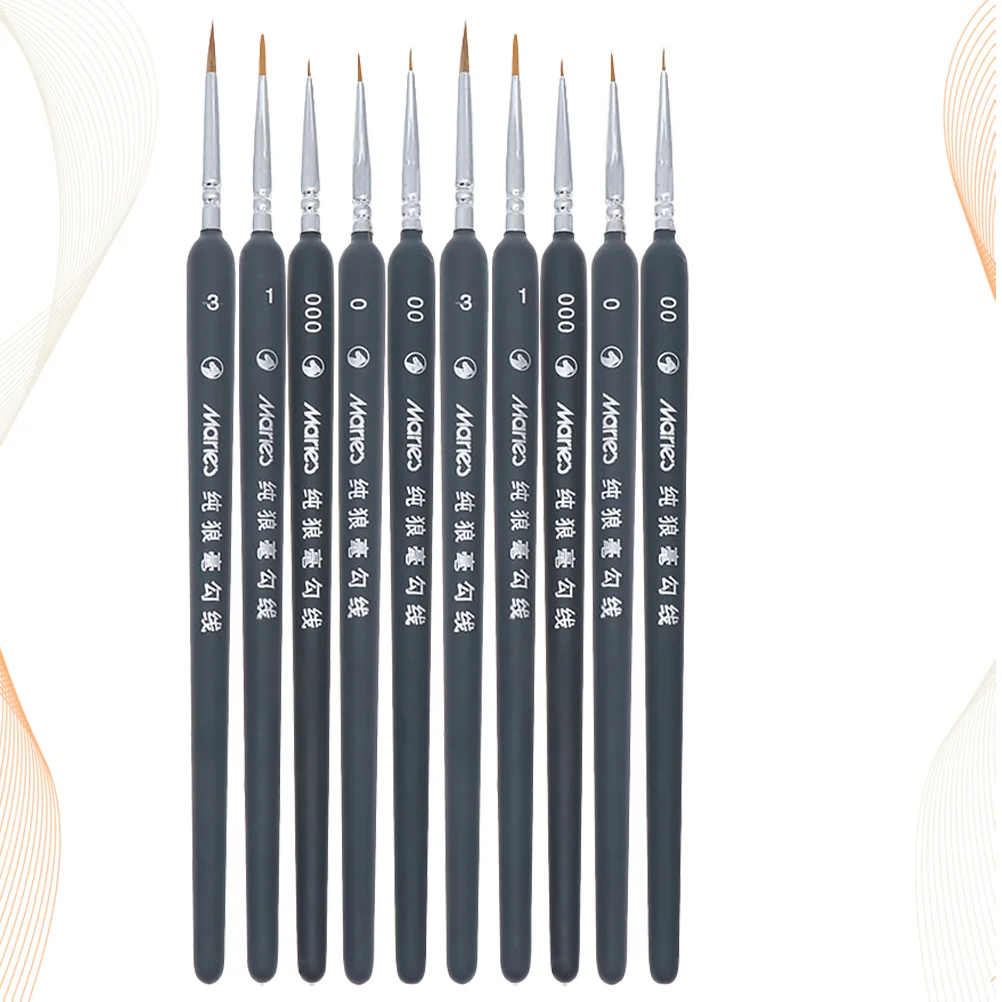 

10Pcs Detail Paint Brush Set Long Handle Fine Tip for Precise Line Work Ideal for Artists Beginners Travel Friendly