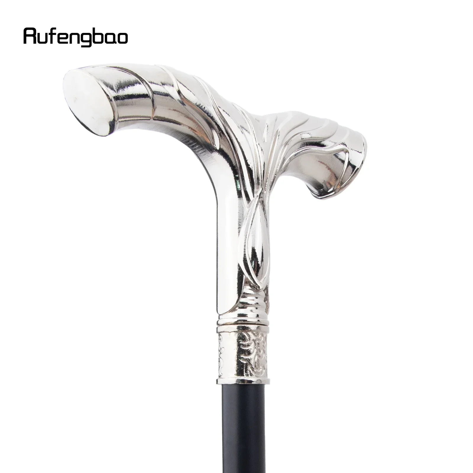 White Flowing Lines Luxury Fashion Cosplay Walking Stick Party Decorative Cane Elegant Crosier Knob Walking Stick 92cm
