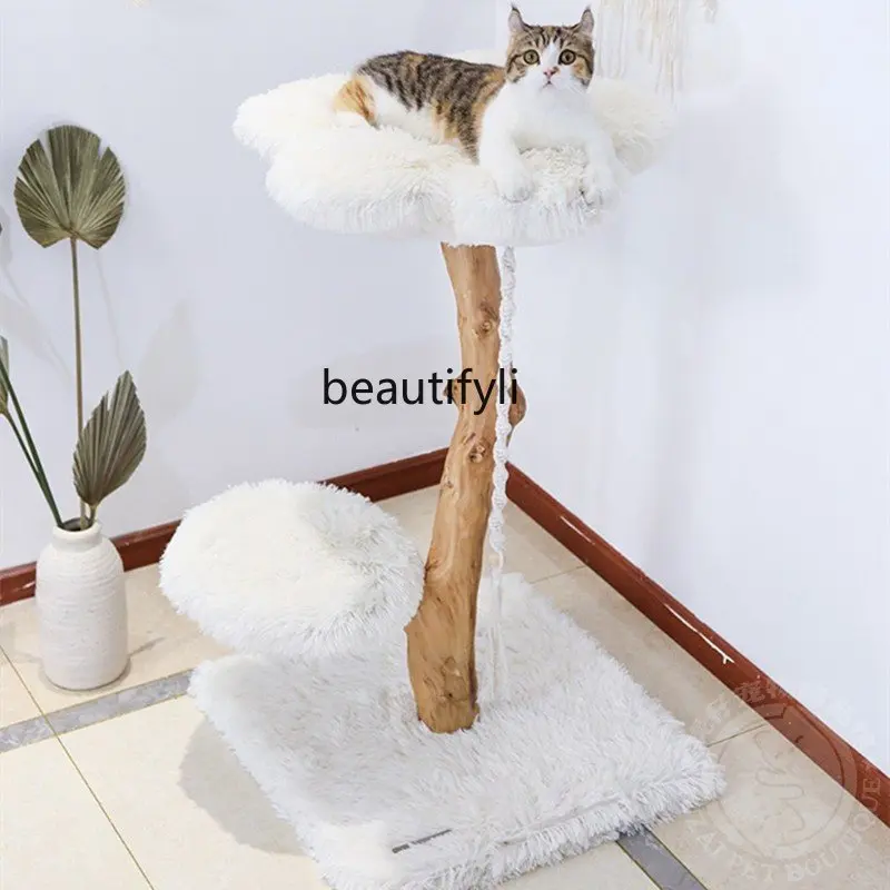 

yj Solid Wood Cat Climbing Frame Cat Tree Scratching Pole Grinding Claw Toy Cat Nest Pet Supplies Cat Nest