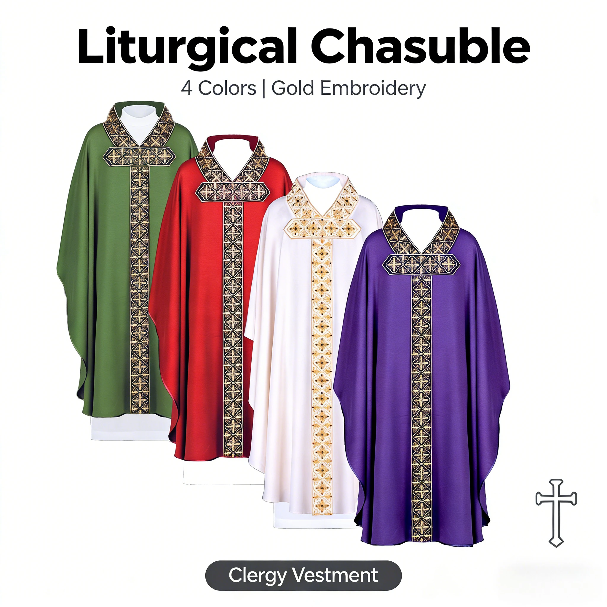 

Medieval Cloak Solid-Color Robe Stage Performance Costume Patchwork Priest Prayer Garment