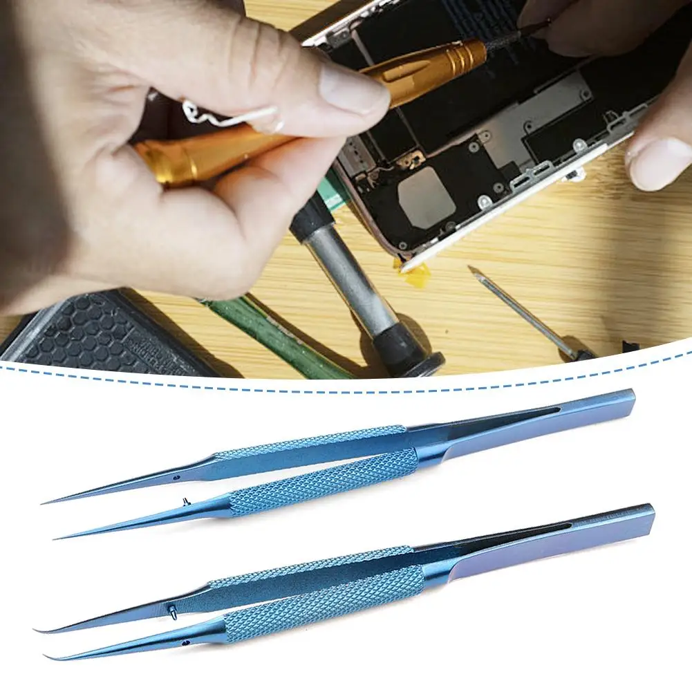 KITPIPI Titanium Alloy Tweezers Repair Tool 0.15mm Edge Precision Tweezers For Mobile Picking Professional 14cm Titanium Tweezer