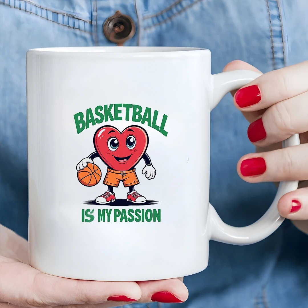 

11oz cartoon heart mug + basketball themed kids cup Christmas family office gift