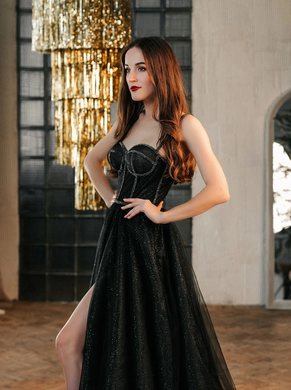 Annie Black Prom Dress Glitter Tulle Princess Evening Dresses Elegant Lady Wedding Formal Occasions Dresses Robes De Soirée2024