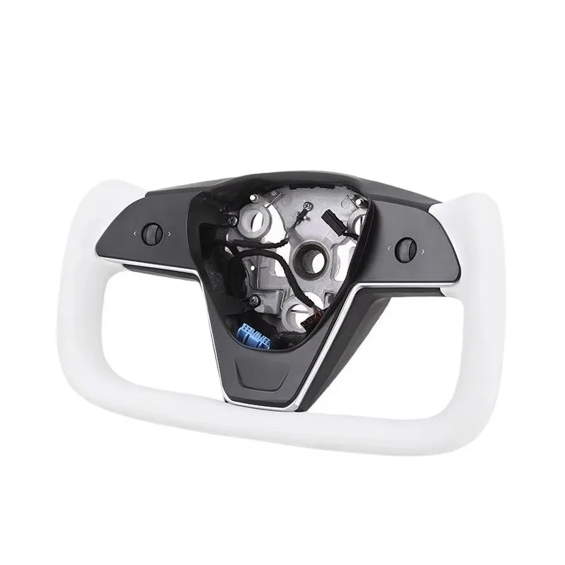 With Heating Black Upgrade New for Model 3 Y Leather Volant Yoke Handle Steering Wheel for Tesla Model 3 Y 2020 2021 2022 2023