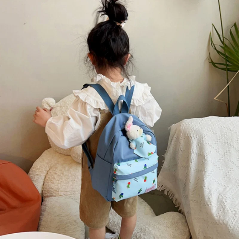 Mochila de guardería personalizada para niños y niñas, mochila escolar de conejo pequeño, nombre bordado personalizado, regalo de cumpleaños del Día de los niños