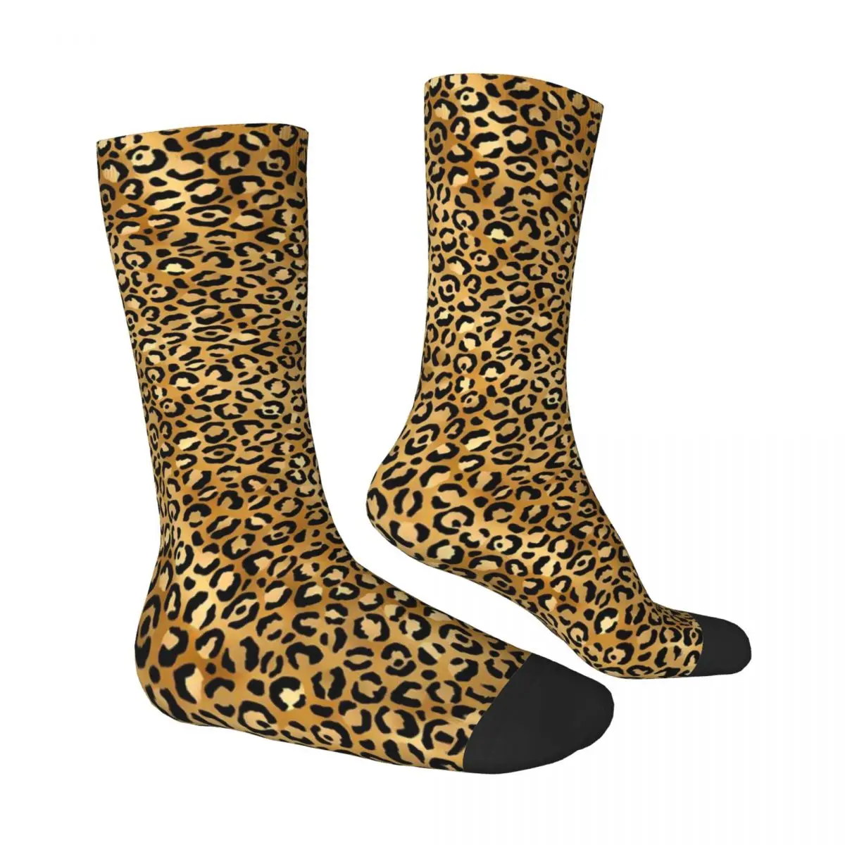 Leopard Print Socks Trendy Black Gold Fashion Stockings Autumn Anti-Slip Couple Socks Soft Breathable Printed Running Socks