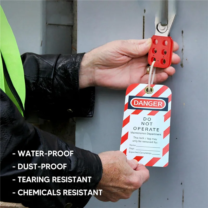 B03B-Lockout Tagout Tags، 3 × 5.75 بوصة، 80 خطر لا تشغيل العلامات مع 80 ربطة بسحاب، علامات Loto مقاومة للتمزق والماء