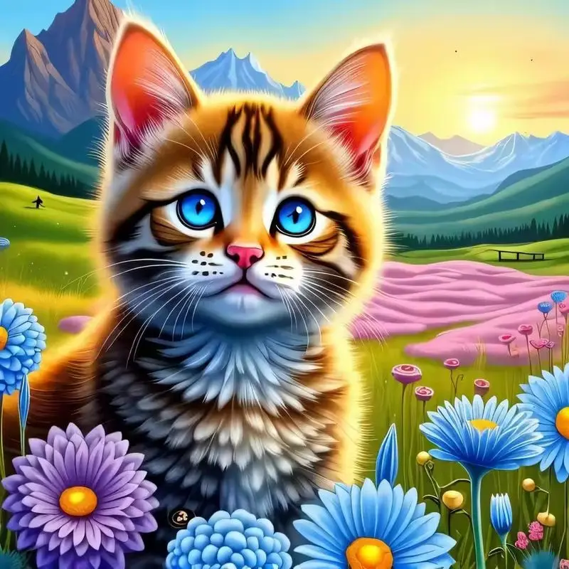 

CHENISTORY 5D DIY Diamond Embroidery Cat Full Square Diamond Painting Animal Cross Stitch Christmas Decorations