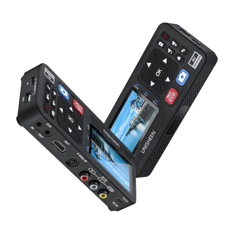 Battery Socket TF Analog CVBS RCA SVideo Camera USB Tape VCR VHS Capture Card Box MP3 Video Recoder