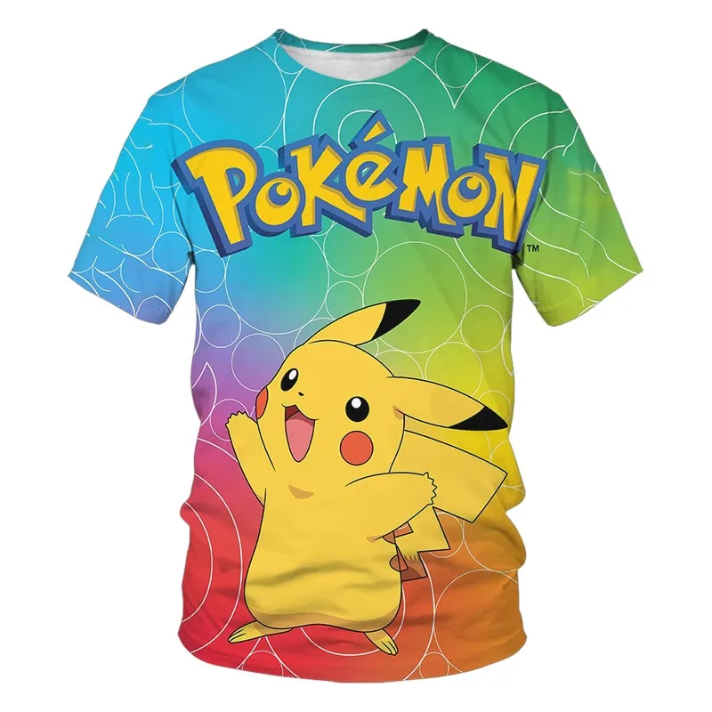 T-shirt à manches courtes Pokémon pour enfants, dessin animé Pikachu, impression de dessin animé, t-shirt pour enfants, vêtements d'été pour bébés garçons et filles