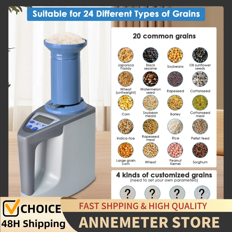 

Grain Moisture Meter, Moisture Tester for 20+ Grains, Measure Weight, Density, Temperature with LCD Display, Wheat, Corn, Rice