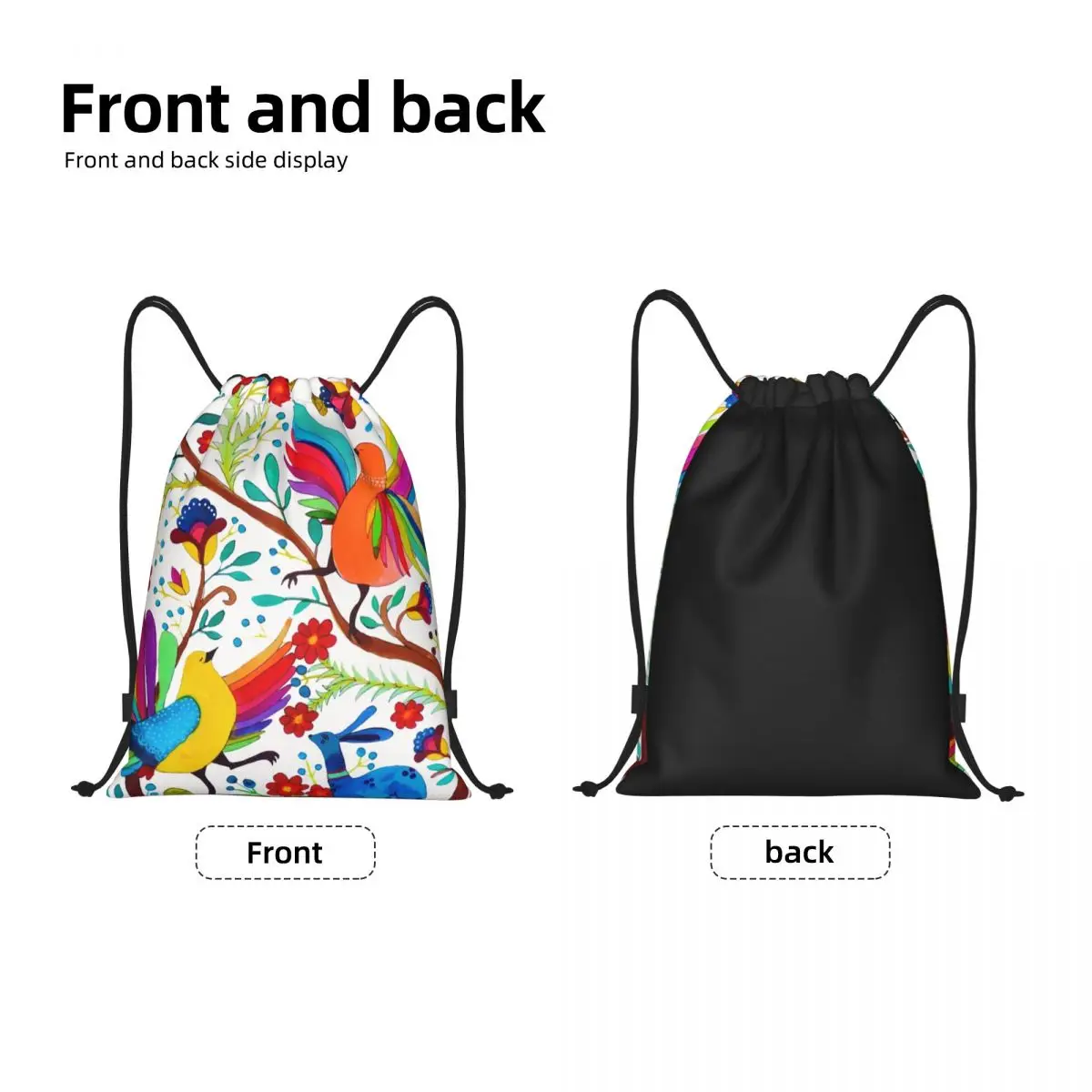 Mexican Otomi Flowers Amate Drawstring Bags Women Men Foldable Sports Gym Sackpack Mexico Textile Training Backpacks