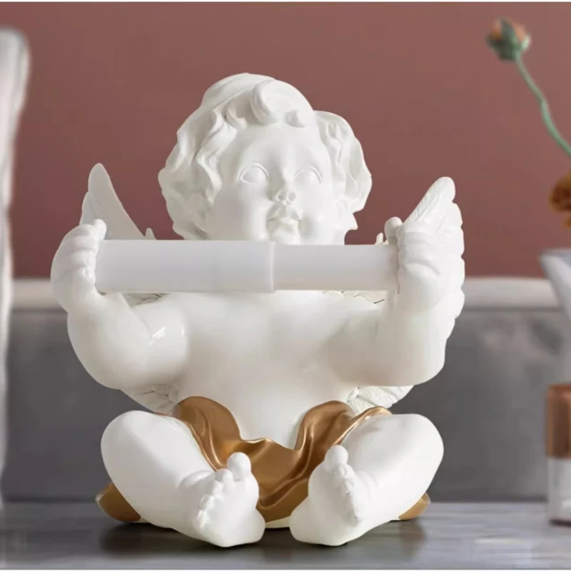 

Органайзер из смолы ручной работы, ‌ Держатель для салфеток Cherub в стиле барокко, настольный диспенсер для бумаги, акцент для декора фермерского дома